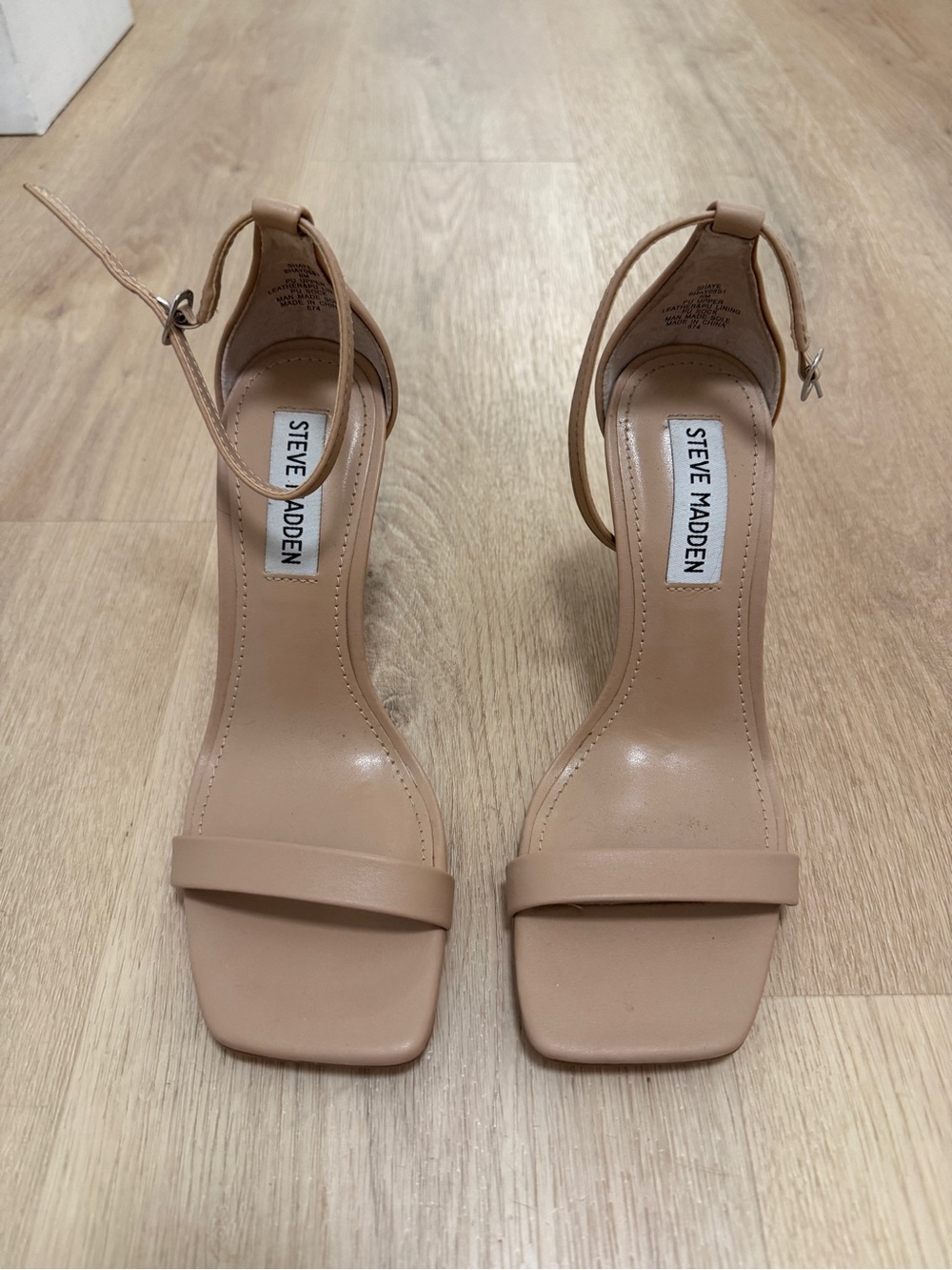 Steve Madden Nude Ankle-Strap Block Heel Sandals